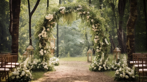 Matrimonio in foresta con un arco naturale