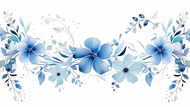 matrimonio quadrato e ringraziamento floreale in blu su sfondo bianco