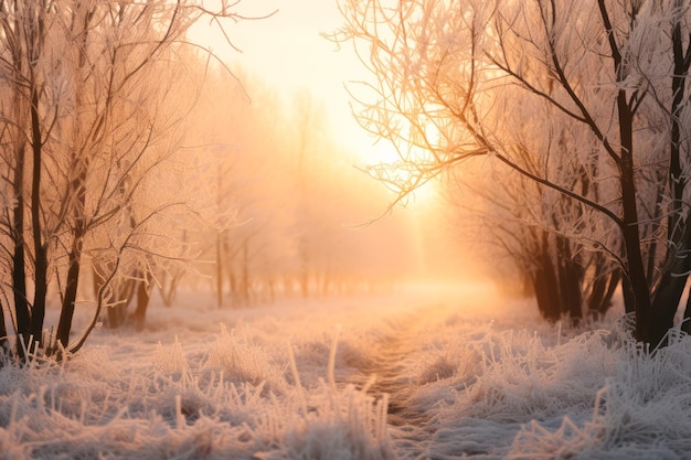 mattina gelida e soleggiata, bel tempo invernale, ai