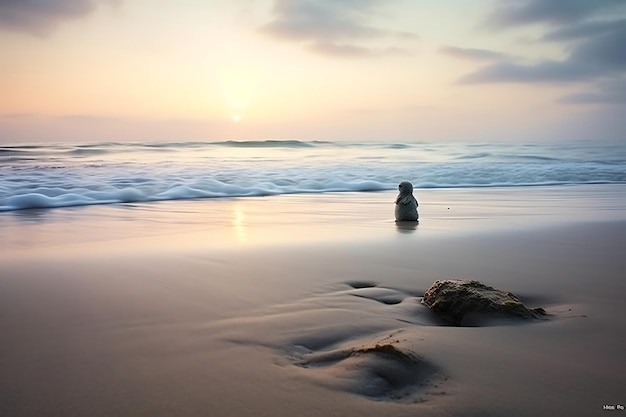 Mattinata tranquilla vicino alla fotografia di animali sulla spiaggia