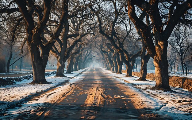 Mattine invernali nei campi e nei vigneti con il sole che sorge dalle sue ceneri