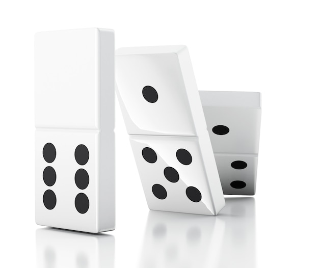 Mattonelle di domino 3d che cadono in una fila