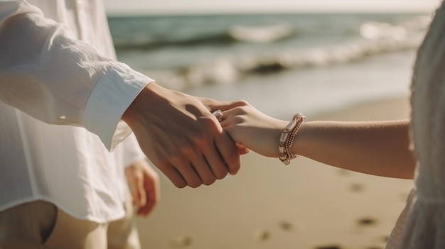 Matura per mano sulla spiaggia