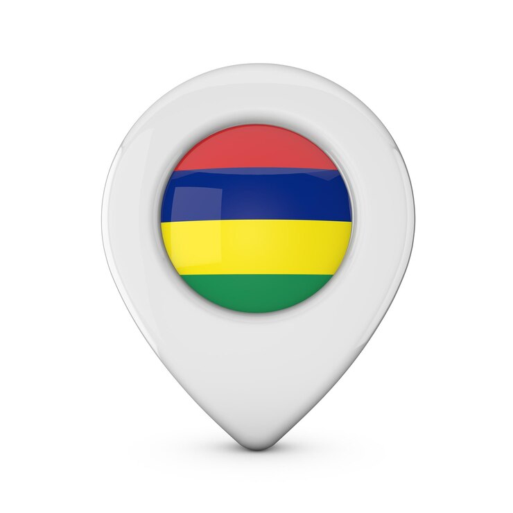 Photo mauritius flag location marker icon 3d rendering