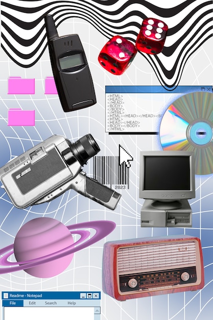 Maximalismo tecnologia collage design