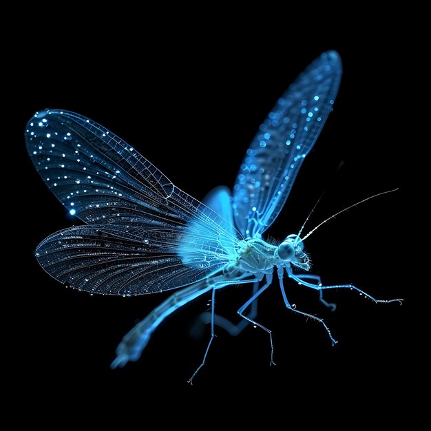 Mayfly con delicate ali formate in sciroppo materiale opaco W background art Y2K glowing concept