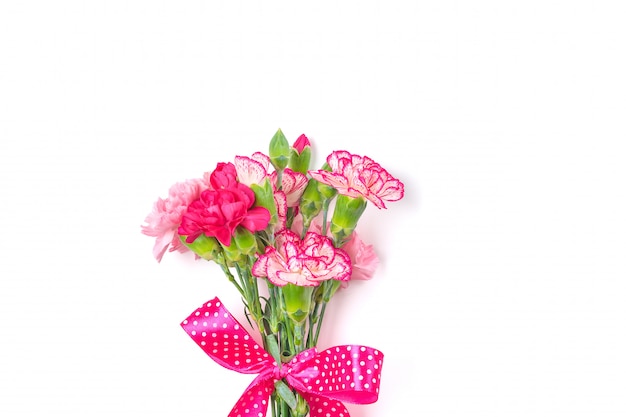 Mazzo dei fiori rosa differenti del garofano isolati