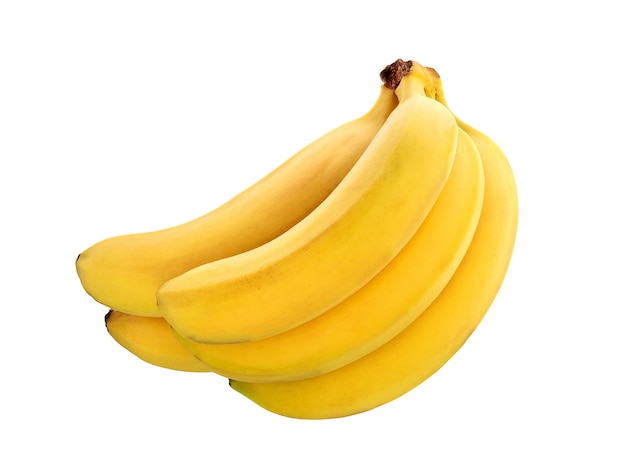 Mazzo di banane isolato su bianco. Banane mature fresche.