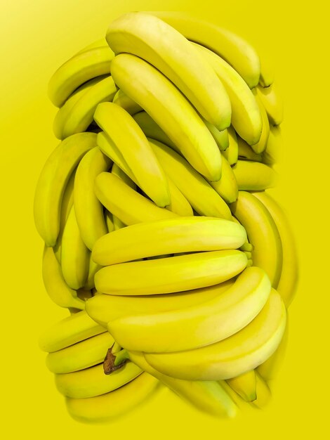 Mazzo di banane su sfondo giallo