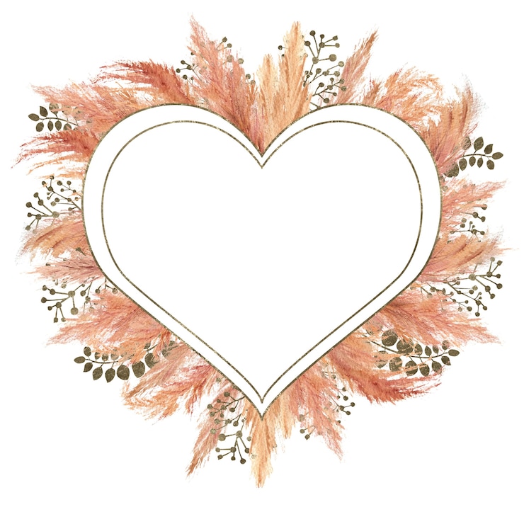 Foto mazzo di boho dell'acquerello con erba di pampa essiccata e cornice geometrica d'argento su isolato su priorità bassa bianca. illustrazione floreale per il design di matrimoni o vacanze di inviti, cartoline, stampa