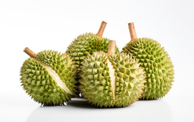 Mazzo di durian isolato su sfondo bianco