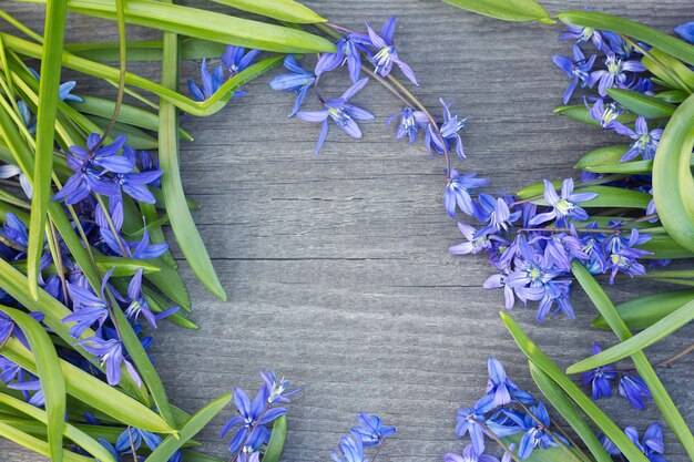 Mazzo di fiori su fondo in legno.