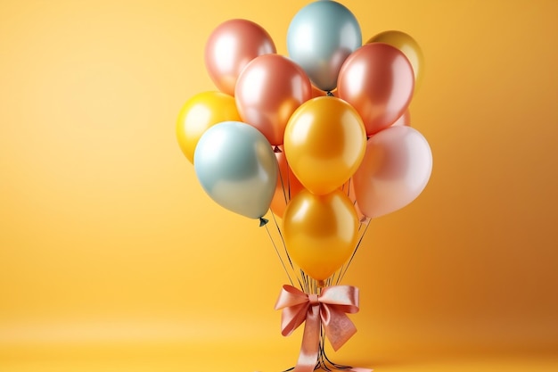 Mazzo di palloncini vivaci con confezione regalo IA generativa