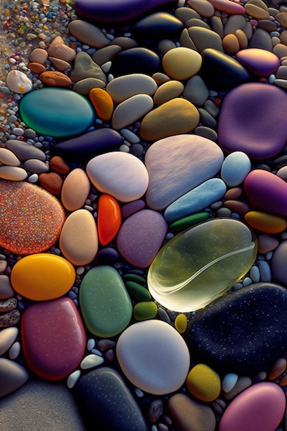 Mazzo di rocce che si siedono in cima ad una spiaggia generativa ai
