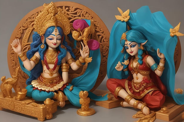 MDF in legno Leela Set di Krishna con Gawal per Janmashtam