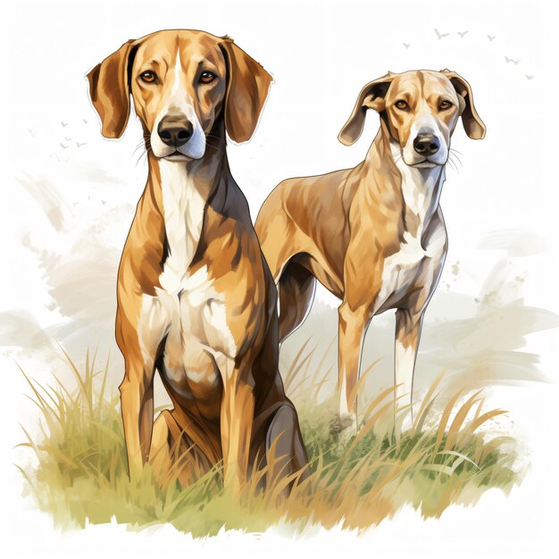 Meadow Hounds Clipart isolato su sfondo bianco