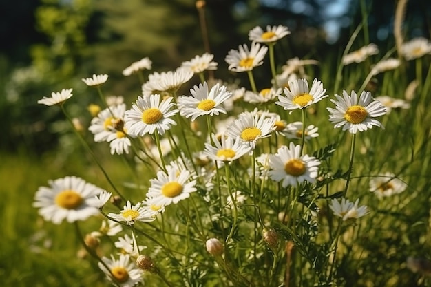 Meadow's Delight Fiori di margherite selvatiche e camomille bianche in fiore