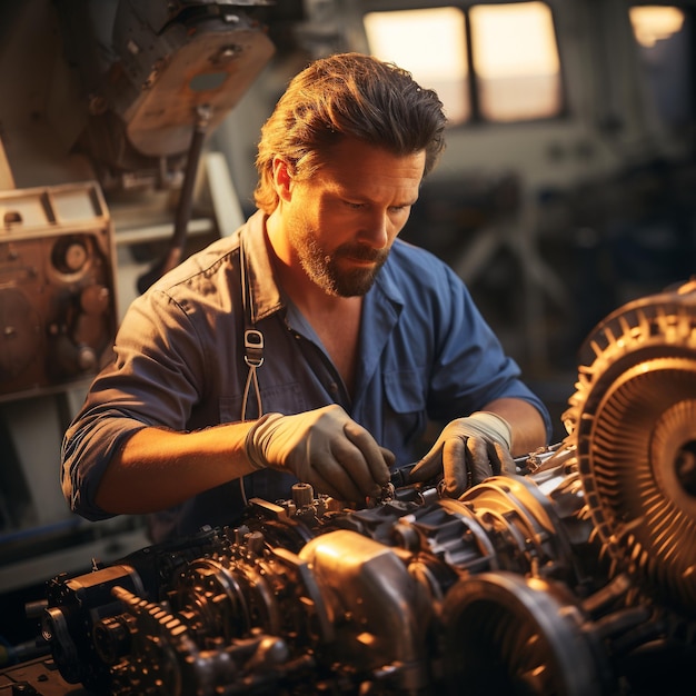 Meccanico al lavoro Servizi professionali in azione