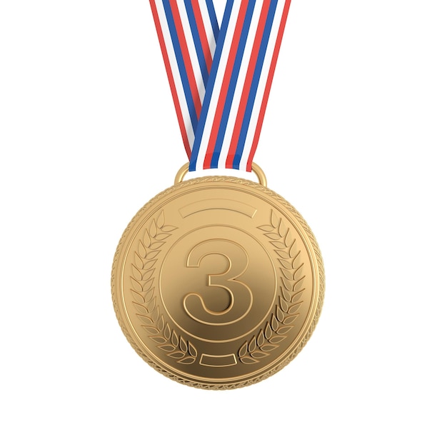 Medaglia di bronzo con nastro isolato su bianco