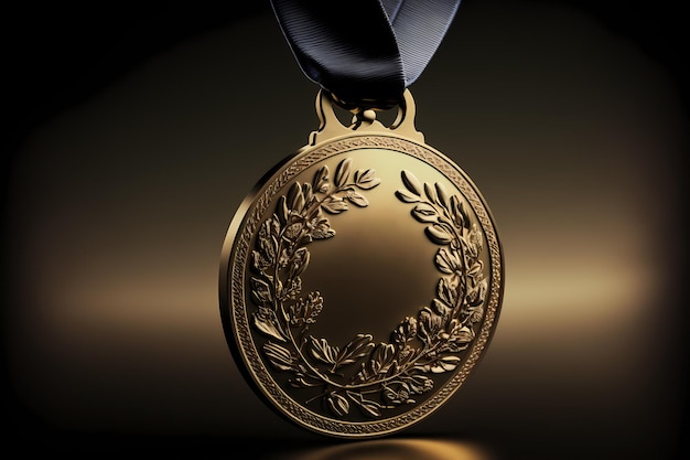 medaglia vuota appesa a un nastro che rappresenta l'idea di ricompensa e ricompensa di lusso per la realizzazione