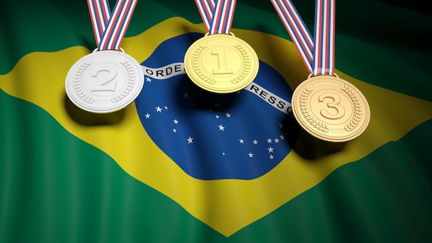 Medaglie contro della bandiera nazionale brasiliana
