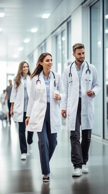 medici che camminano nel corridoio di un ospedale