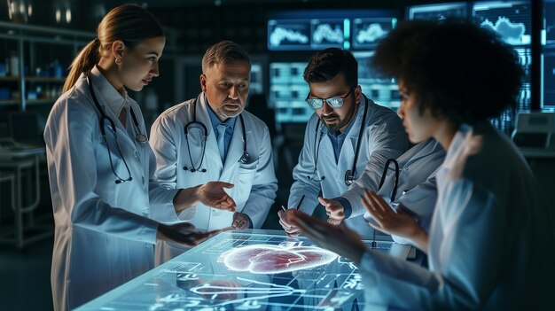 Medici con vasta esperienza collaborano alla diagnosi dei pazienti utilizzando la tecnologia digitale