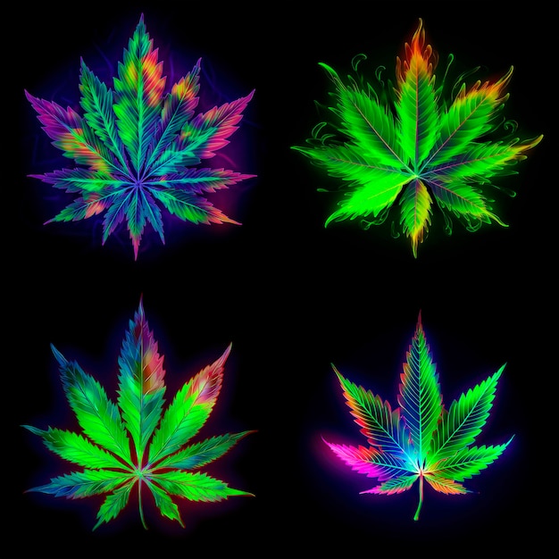 Medicina al neon foglia di cannabis GENERATO AI