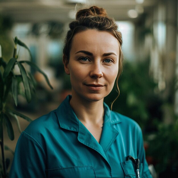 Medico infermiere professionista o medico ospedaliero con uno stile ritratto naturale Donna o donna con le braccia incrociate per il benessere medico sanitario e un vero sorriso fiducioso e orgoglioso