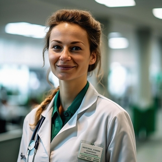 Medico infermiere professionista o medico ospedaliero con uno stile ritratto naturale Donna o donna con le braccia incrociate per il benessere medico sanitario e un vero sorriso fiducioso e orgoglioso