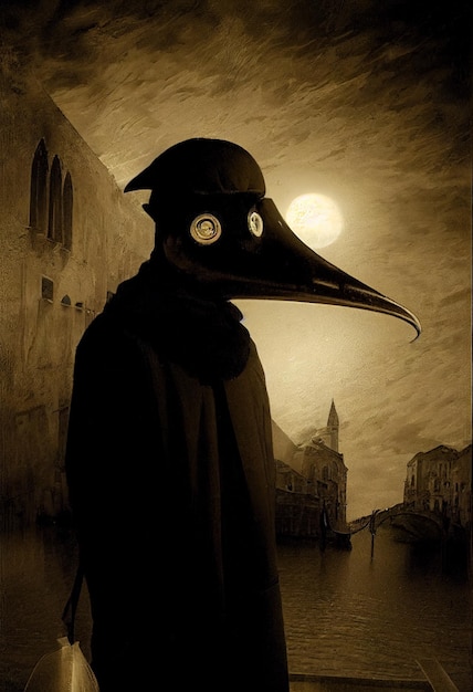Medico veneziano con becco come maschera Illustrazione d'arte