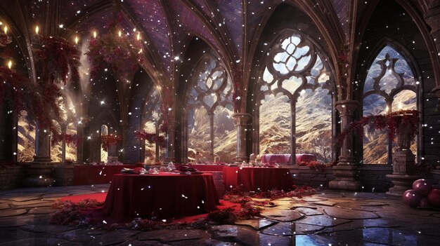 MedievalFuturistic Great Hall TimeTraveling Splendor (Splendore del viaggio nel tempo)