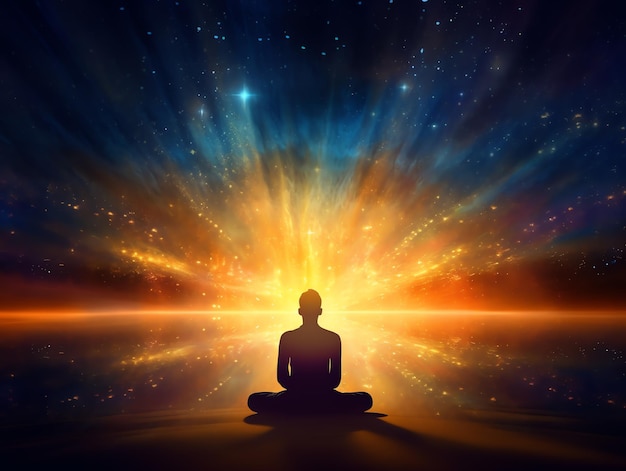 Meditazione astratta illuminazione sfondo concetto consapevole e spirituale