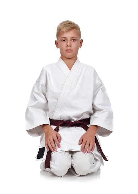 Meditazione del ragazzo di karate