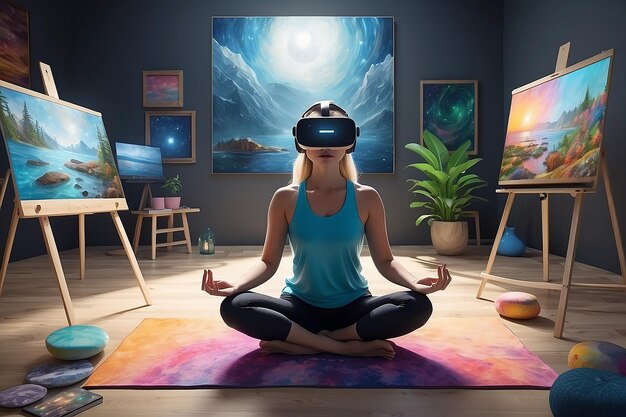 Meditazione guidata in sessione di terapia artistica di realtà virtuale