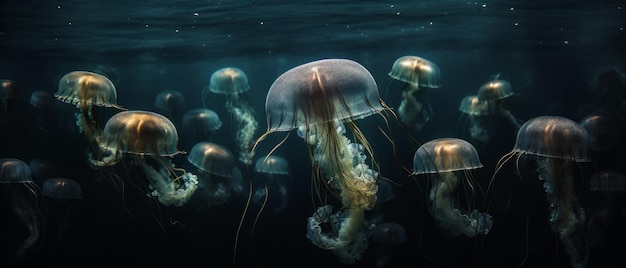 Meduse sott'acqua meduse da sogno IA generativa