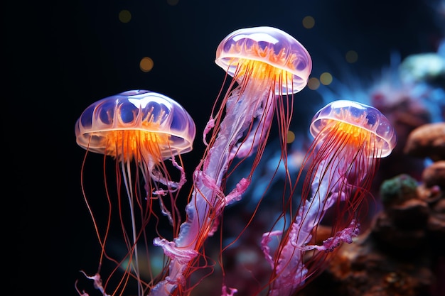 Meduse trasparenti del mare profondo