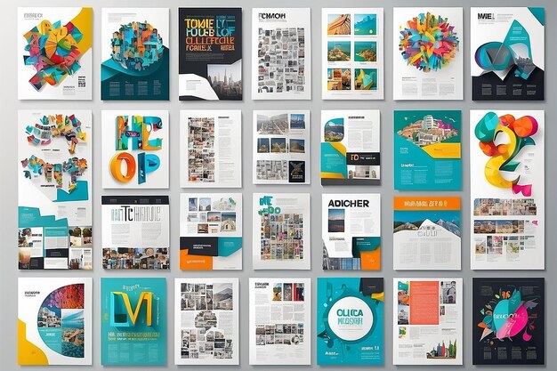 Mega collezione di manifesti Disegno del layout del manifesto Lettere Alfabeto Modello poster banner magazine mockup