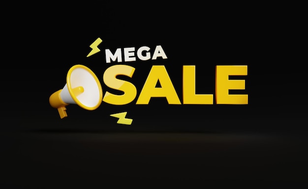 Mega vendita banner oro 3d con megafono