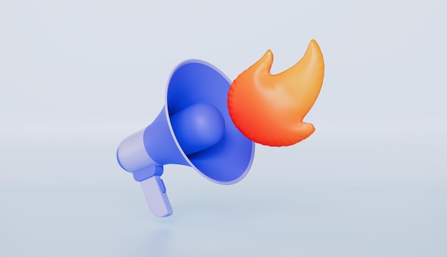 Megafono ad alta voce con fuoco Megafono altavoce o altoparlante bullhorn per annunciare la promozione