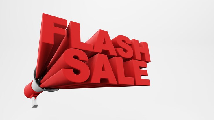 Foto megafono rendering 3d con testo vendita flash rendering 3d
