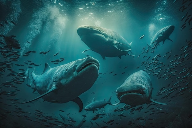 Megamouth Shark Fish Underwater Lush Nature di Generative AI