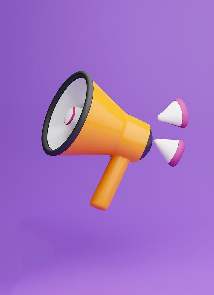 megaphone icon symbol speaker promotion notification broadcast icon on purple background 3d