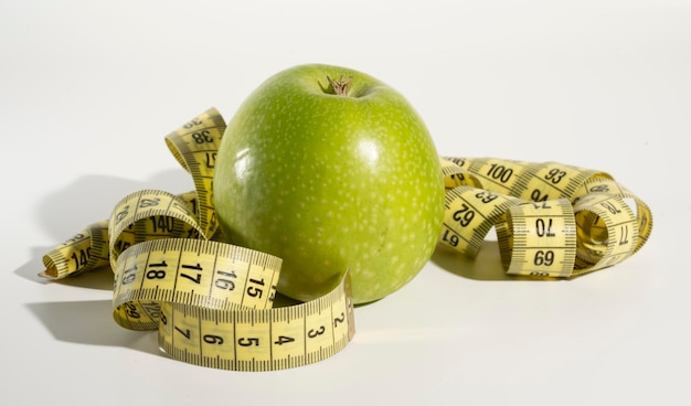 Mela e nastro di misurazione Dieta