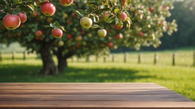 Mela sul prodotto di frutta da tavola in legno