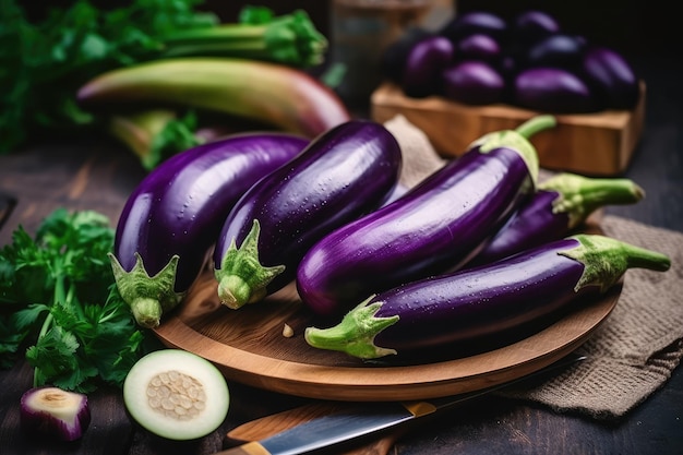 melanzane sul tavolo della cucina fotografia professionale di alimenti per la pubblicità