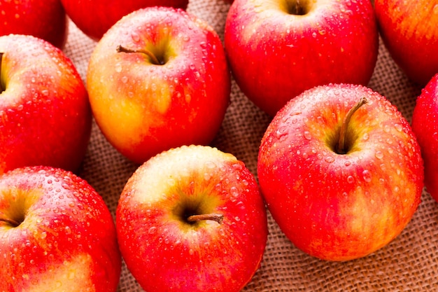 Mele rosse biologiche fresche dal mercato degli agricoltori locali.