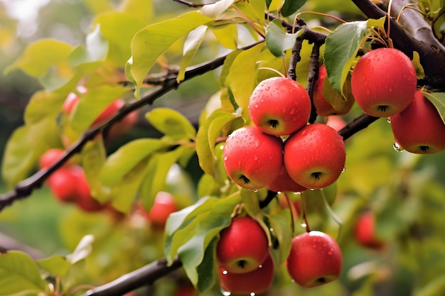 Mele rosse su un ramo d'albero