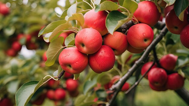 Mele rosse sull'albero pronte per essere raccolte Frutti di mele rosse mature nel frutteto di mele Focalizzazione selettiva