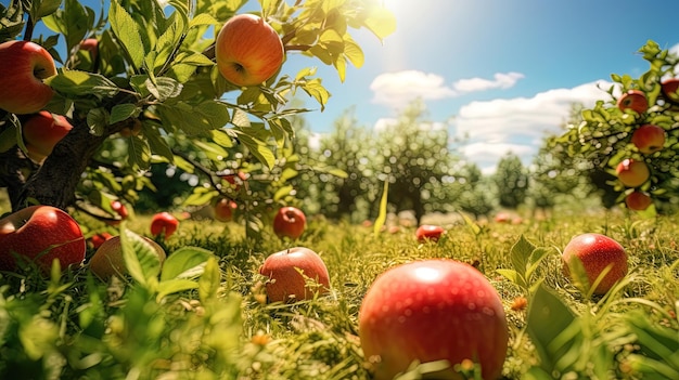 Meleto giornata di sole raccolto di mele generazione AI